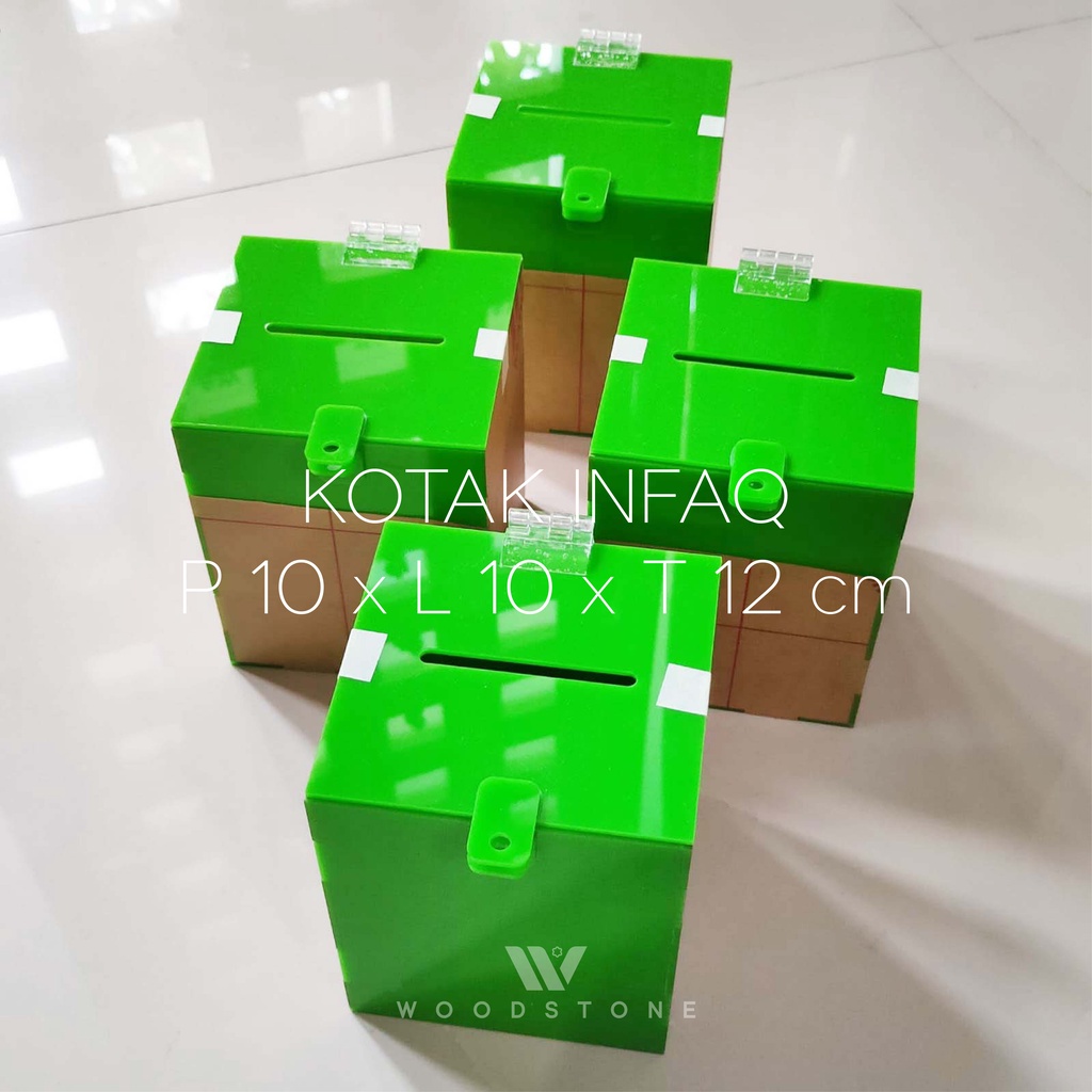 Kotak Infaq Akrilik Hijau Bolu Pandan - Box Kotak Amal Acrilic Mesjid - Bok Donasi Masjid Acrylic - 