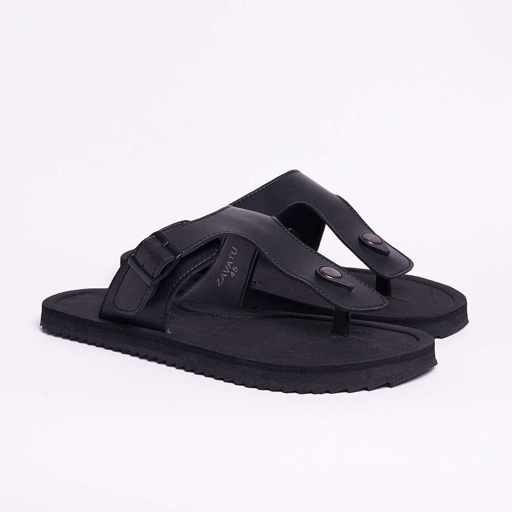 Sandal Pria Full Black Panther Big Size / Sendal Jepit Laki Ukuran Besar 44-49 Kulit Asli