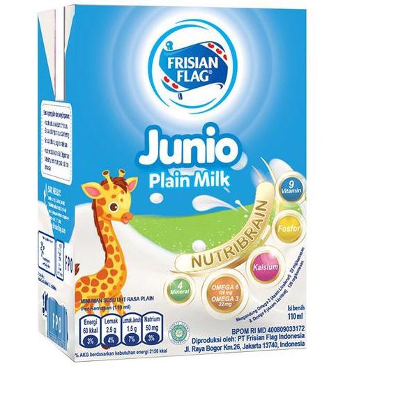 ➼ Frisian Flag Junio Susu UHT Plain 36 x 110 mL ❉