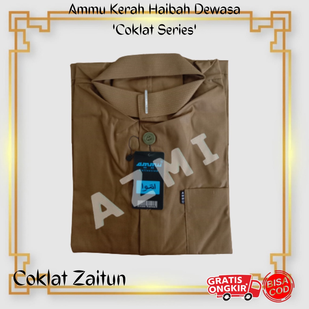 Promo Baju Koko Ammu Dewasa Original Coklat Zaitun Termurah!!!
