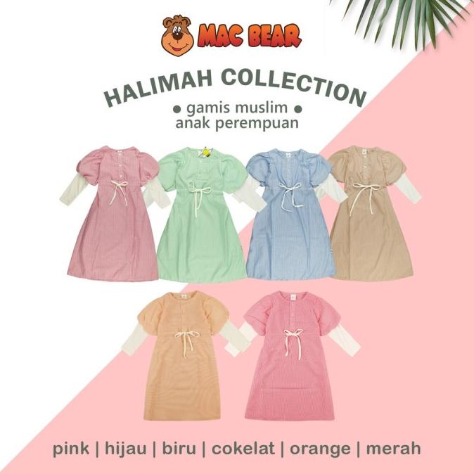 MacBee Baju Anak Perempuan Gamis Anak Muslim Halimah Free Hijab