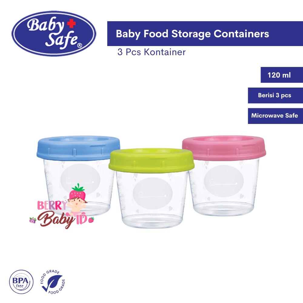 Baby Safe Baby Food Storage Containers 3 Pcs Kontainer MPASI Berry Mart