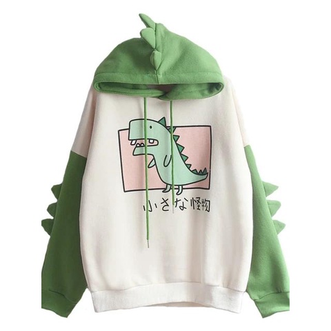 Sweater hoodie Karakter Lucu Dinosaurus Ukuran Dewasa - onesize bahan fleece