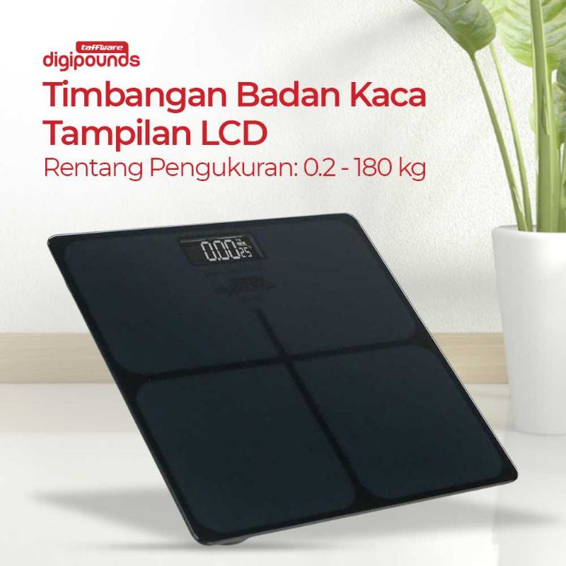 Taffware Digipounds Timbangan Badan Kaca Elektronik 180KG - SC-05