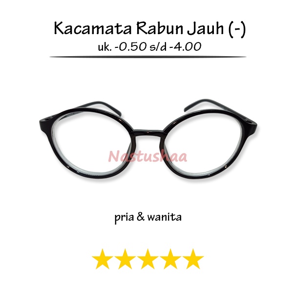 Terbaru Kacamata Lensa Minus Tersedia Ukuran -0.50 sampai -4.00 Untuk Wanita dan Pria Kacamata Rabun Jauh Bingkai Plastik Model Oval Warna Hitam FREECASE