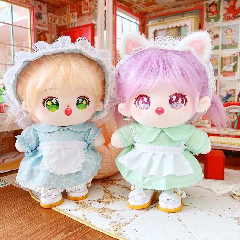 ✉Spot 20cm pakaian boneka bayi katun telanjang bayi rambut goreng gadis boneka mewah lucu untuk hadi