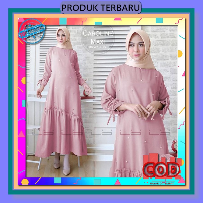 Gamis Remaja Muslim Terbaru Marwah Javina Maxi Model Terbaru Moscrepe Fashion Remaja Kekinian Laris 