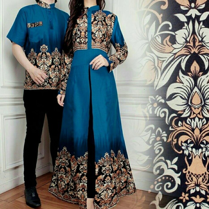 Baju Kapel Pasangan Gamis Muslim Syari / Couple Batik Family