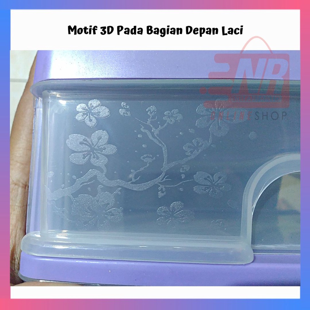 Rak Kosmetik Laci 3 Susun Tri J 3D Sakura / Rak Laci / Rak Kosmetik Plastik Susun 3
