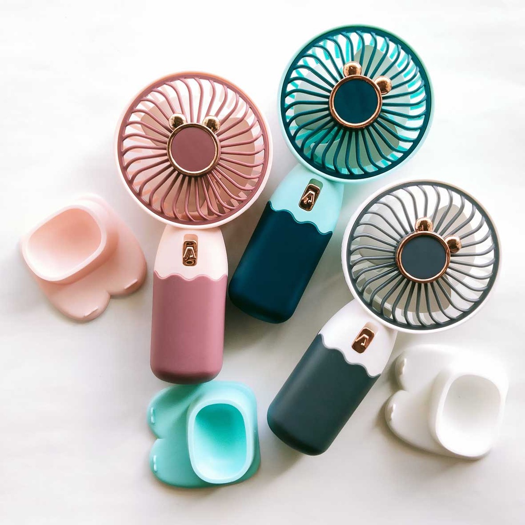 Kipas angin miki mini fan stand cantik karakter colour portable genggam - realoneacc