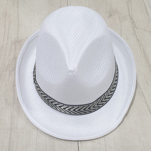 Topi tompi fedora jazz polos dewasa Premium - Topi Jazz Pria Wanita Warna Putih