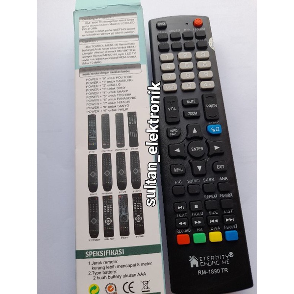 REMOTE/REMOT  TV LCD LED POLYTRON CINEMAX BAZZOKE XCEL Rm-1890 TR