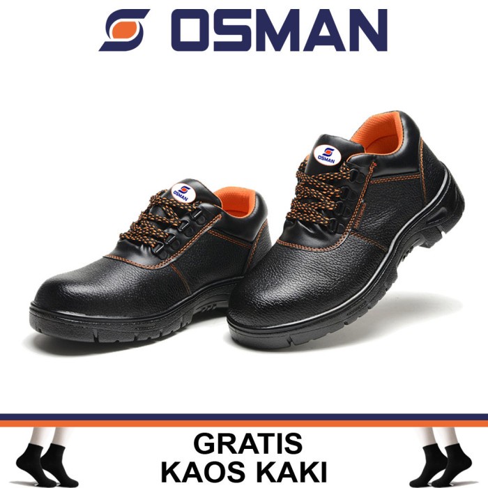 ```````] OSMAN Sepatu Safety Shoes Low Cut Black Sepatu Safety Kerja Ujung Besi