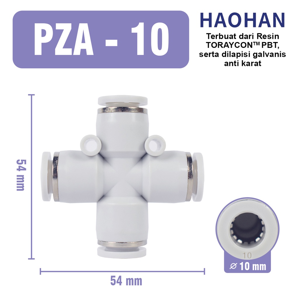 PZA Fitting Cross Tee Pneumatic Slip Lock 4 Way Type MPZA  PZA