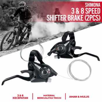 [2 PCS ] Pengatur Kecepatan Gir Handle Brake Rem Shifter Speed 3 dan 8 Speed Speed Shifter Handle Brake Lever Pengatur Kecepatan Gigi Sepeda Kanan Kiri Berkualitas Awet / Speed Operan Gigi Sepeda Gunung Lipat Polygon BMX MTB Roadbike / Sepasang Rem Sepeda