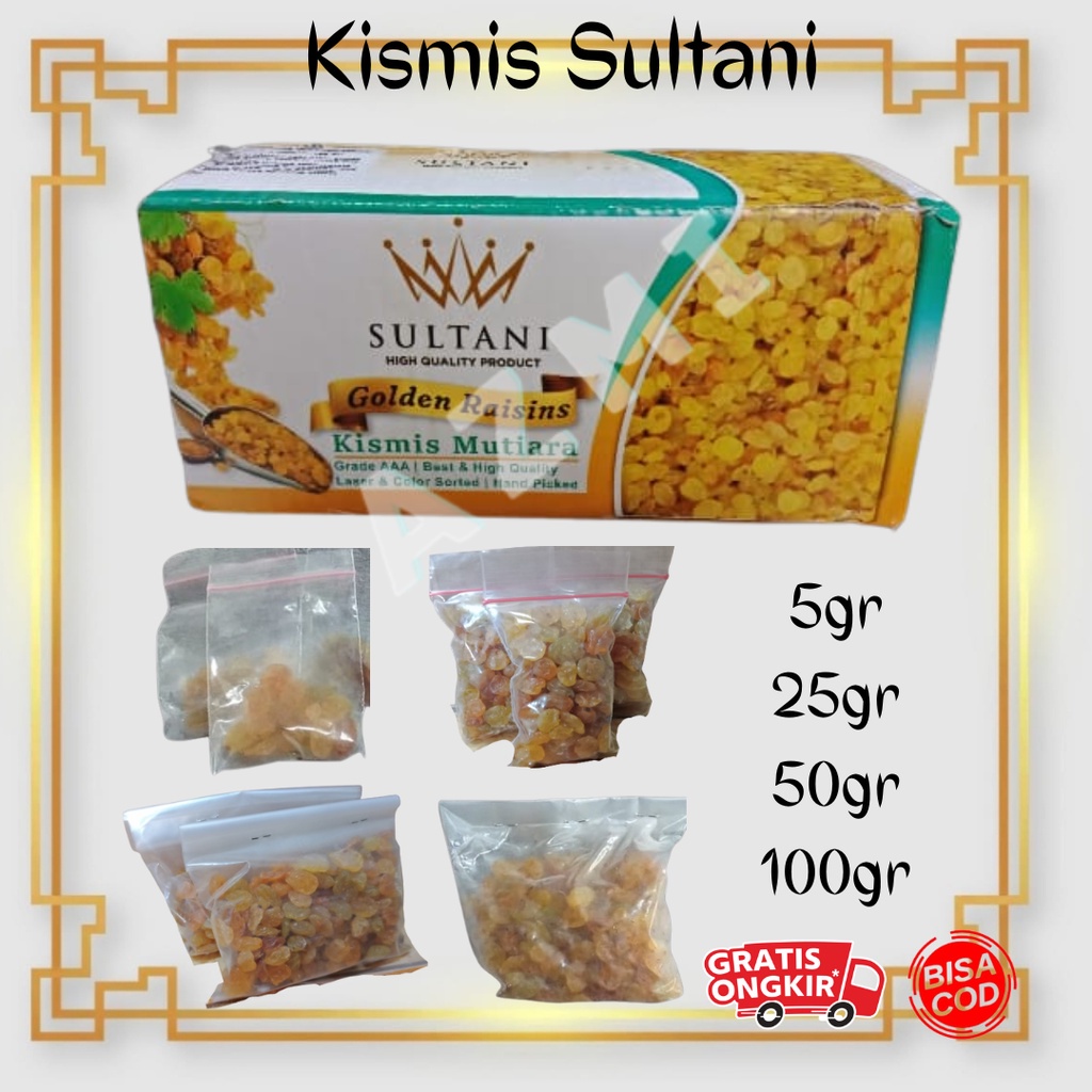 

[All 1] Promo Kismis Sultani Golden Raisins / Kismis Mutiara Repack 5gr 25gr 50gr 100gr