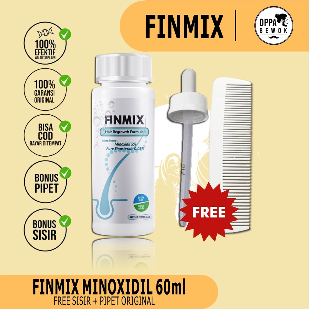 FINMIX Beard and Hair treatment Penumbuh rambut rusak rontok bercabang brewok jambang alis kumis minyak kemiri