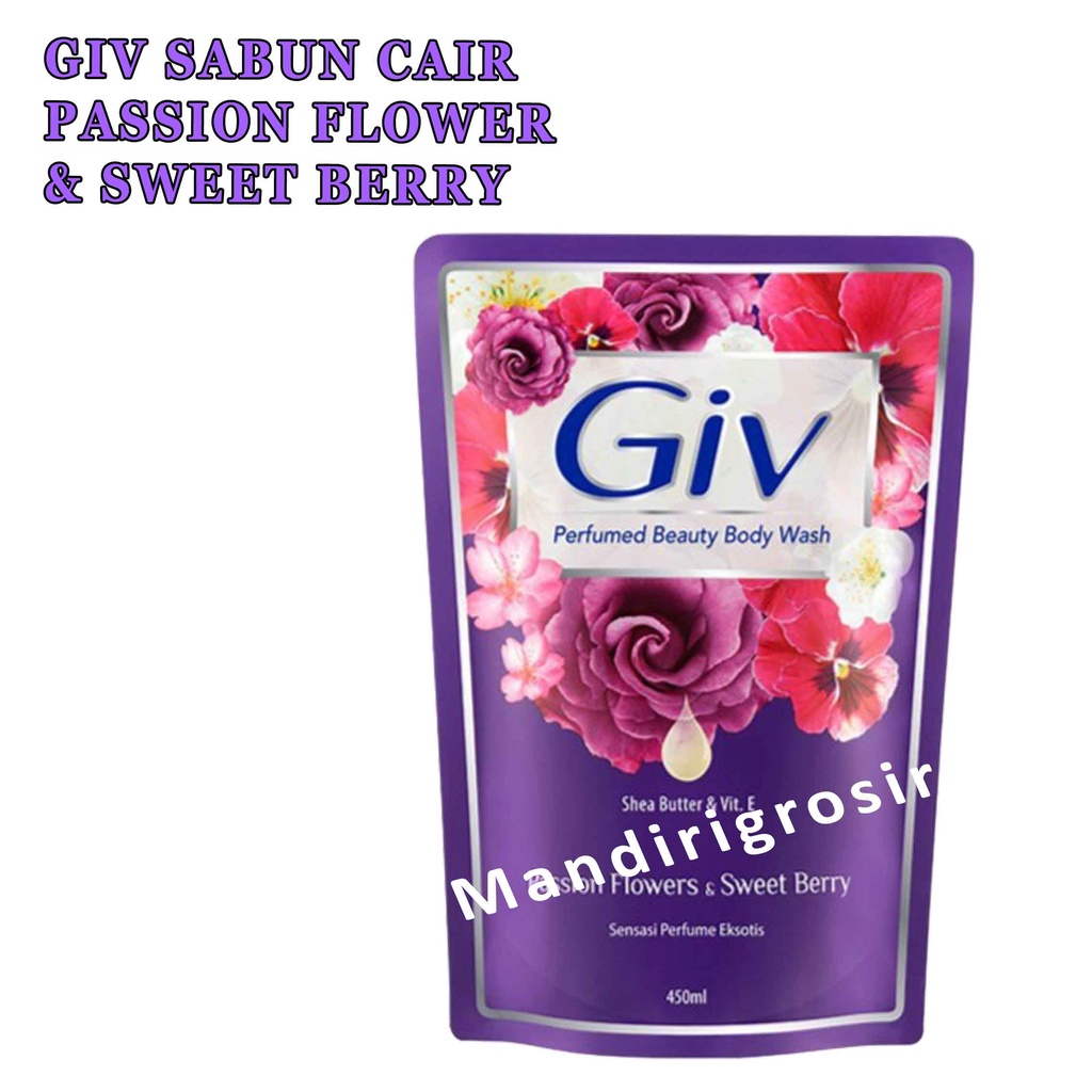 Sabun cair* Giv* shea butter dan vitamin e* 250 ml* flowers berry