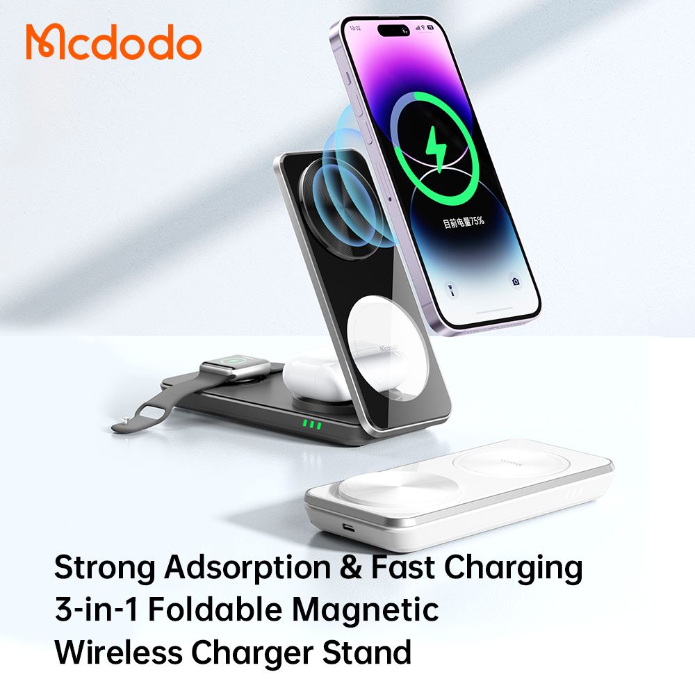 MCDODO CH-1150 / CH-1151 Magnetic 3 in 1 Wireless Charger 25W - Garansi Resmi 6 Bulan