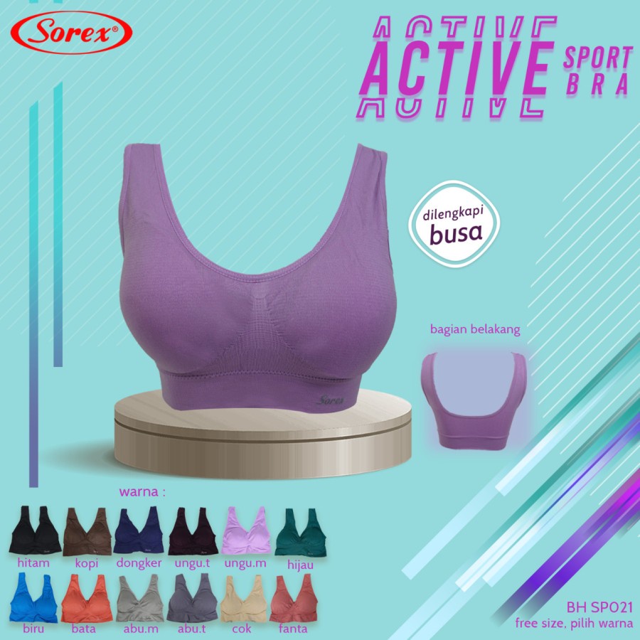 Sorex Bra - SP 021 - Busa / Tanpa Kawat - Active Sport BH Senam Olahraga Bra Stretch