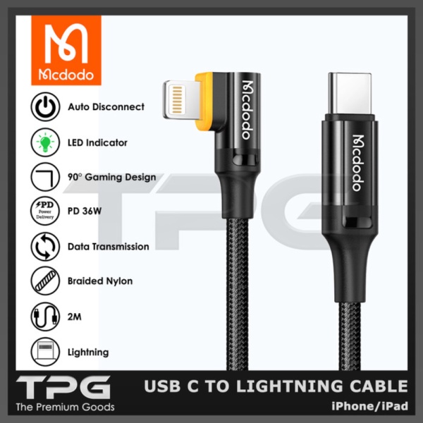 TO LIGHTNING IPHONE AUTO KABEL CHARGING DISCONNECT MCDODO C TYPE FAST Jual Diskon