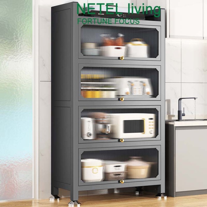 Rak Dapur Netel Lemari Dapur Rak Oven Microwave Serbaguna Lemari Rak Piring Rak