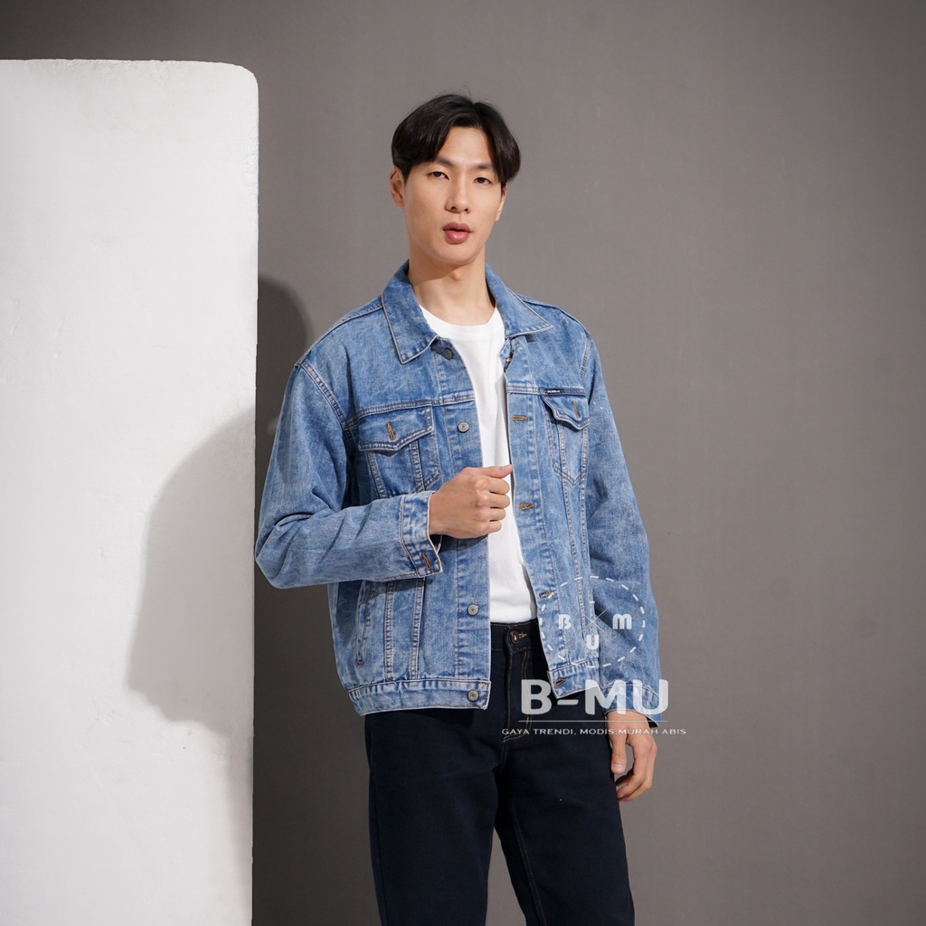 BAJUKECEE Jaket Jeans Denim Pria Pull And Bear Blue Washed