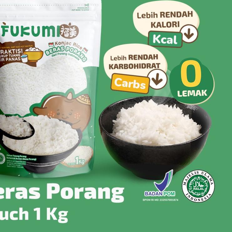 

☉ Fukumi Konjac Rice Beras Porang Pouch 1 kg Halal MUI ✭