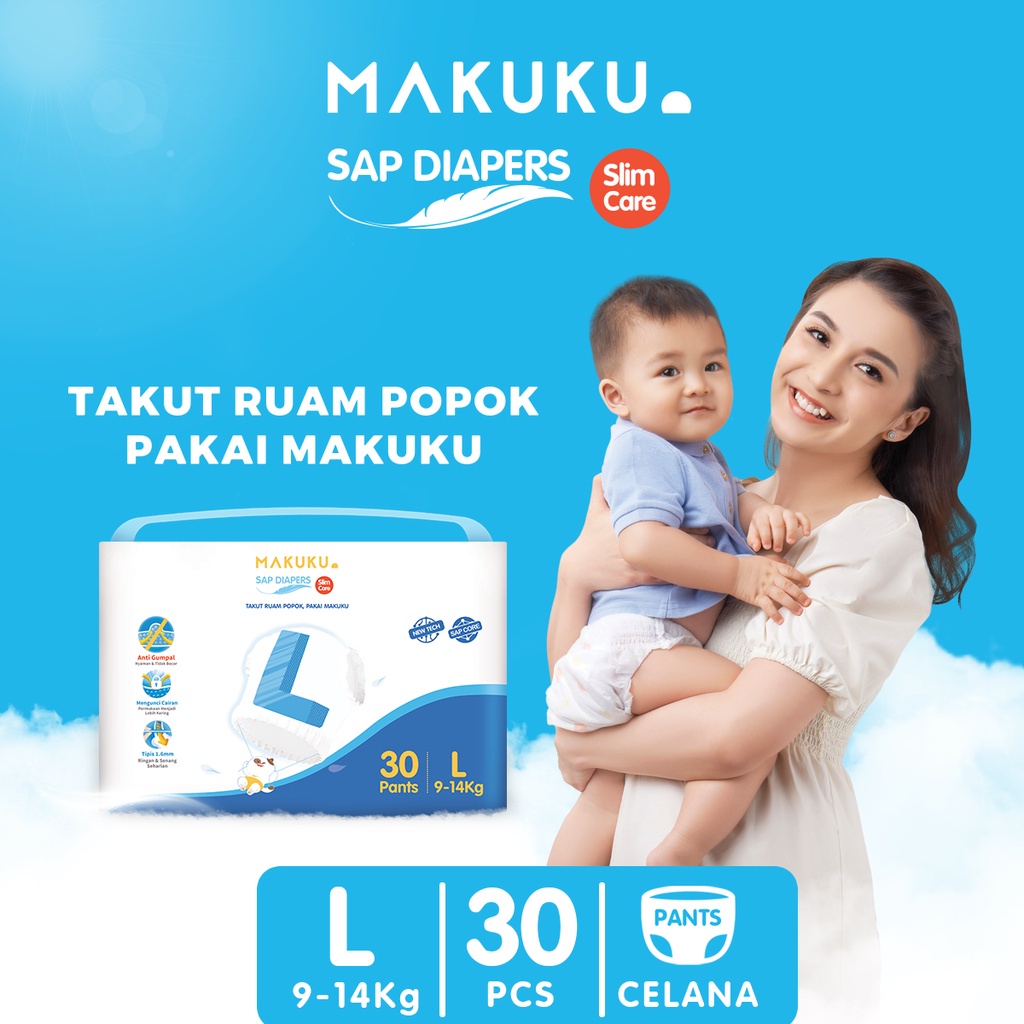 [Baby Friendly]  MAKUKU SAP Diapers Slim Care Pants M/L/XL/XXl Popok Tipis Anti Gumpal Mengunci Cairan