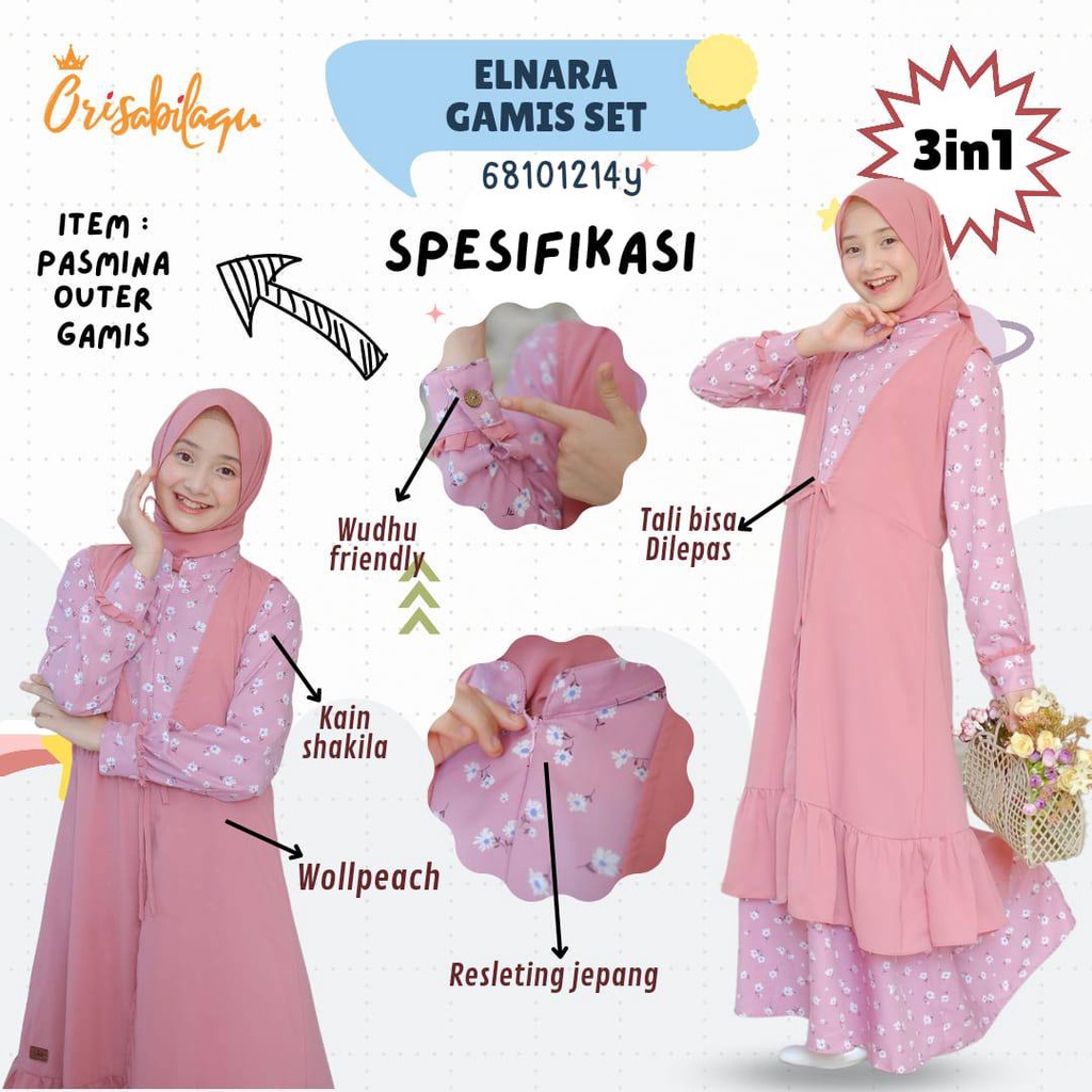 Gamis Remaja Elnara 3in1 by orisabilaqu