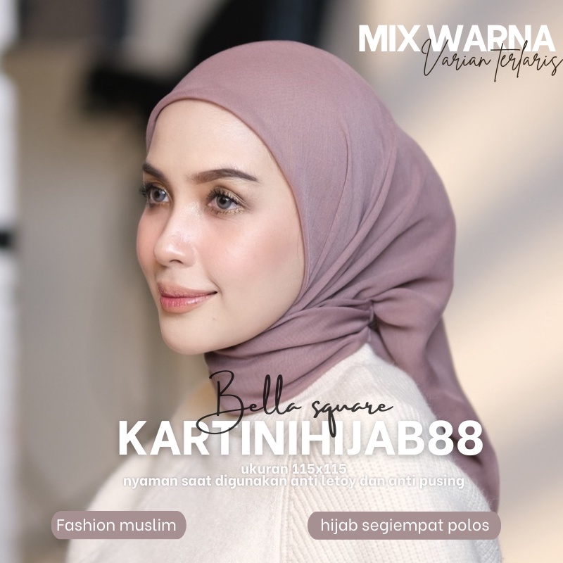 BELLA SQUARE HIJAB SEGIEMPAT POLOS PAKET 5PCS MIX WARNA BESTSELLER