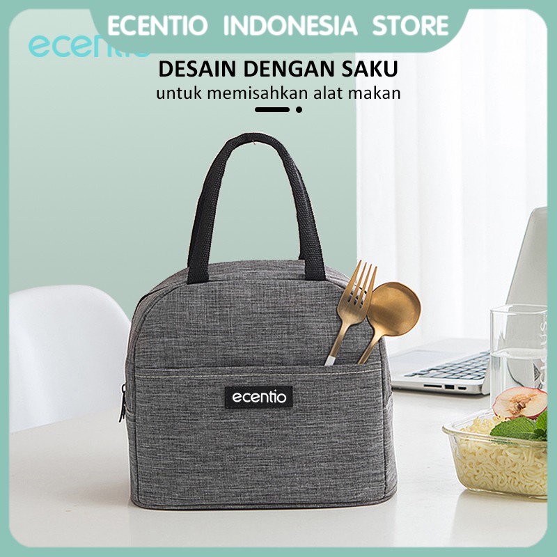 ecentio Tas Bekal Makanan/Tas Tempat Bekal /Lunch Box Bag/Tas bekal Anti Panas/Tas Tote Cooler