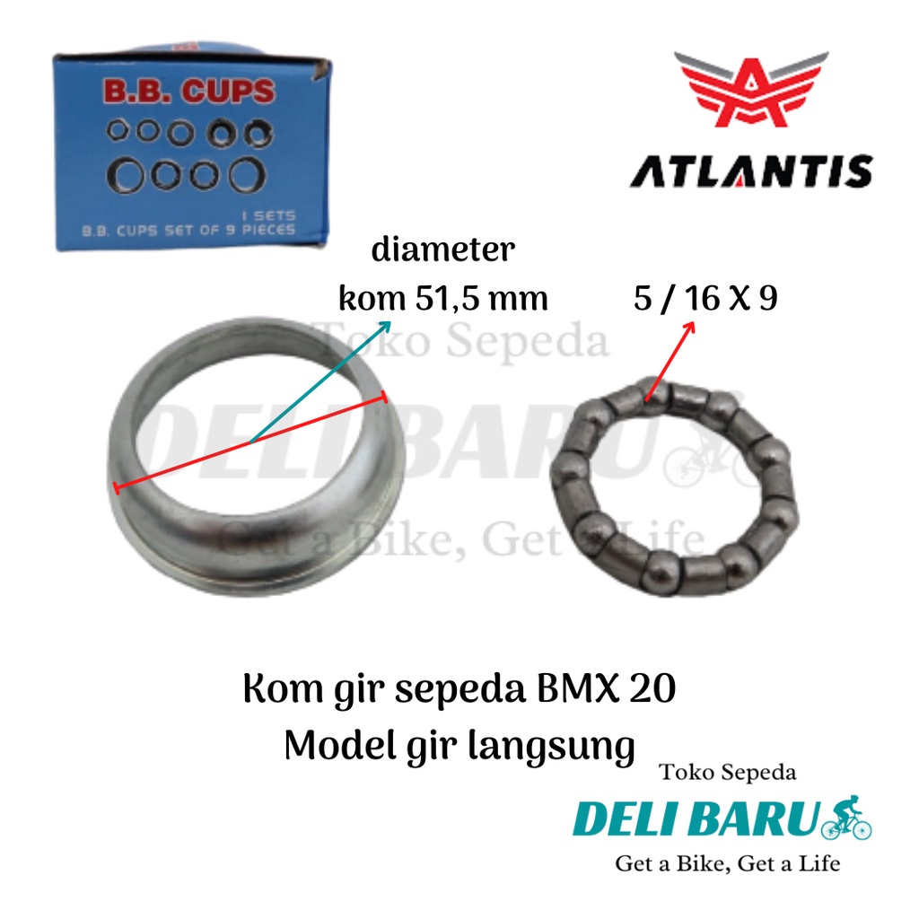 Kom gir langsung besar komp mangkok crank tengah 20 BB part set sepeda BMX ukuran 20