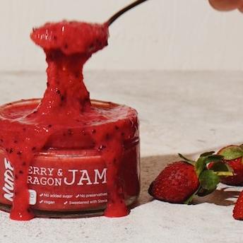 

™ NUDE Berry & Dragon Jam Sugar Free Strawberry (Selai) Keto Friendly Diet, Vegan, Gluten Free Spread ☀