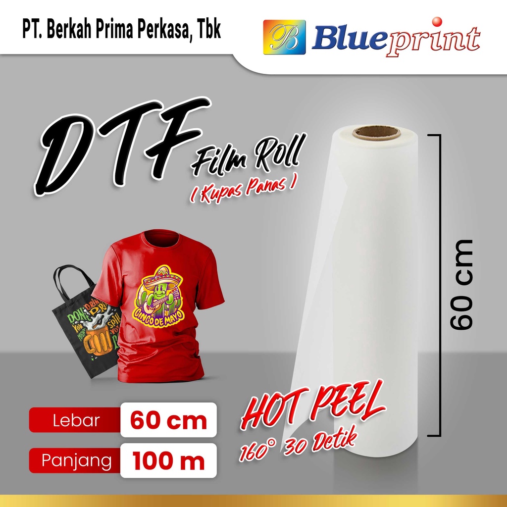 

Kertas DTF Film Roll 60 x 100 BLUEPRINT Transfer FILM DTF Hot Peel