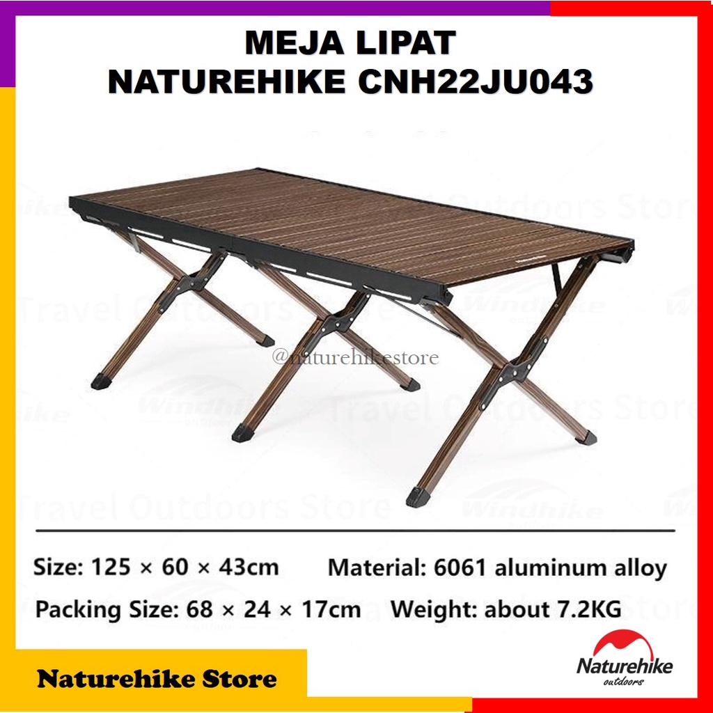 Naturehike Meja Lipat CNH22JU043 Alumunium Alloy Hanging Egg Roll Table Camping Hiking