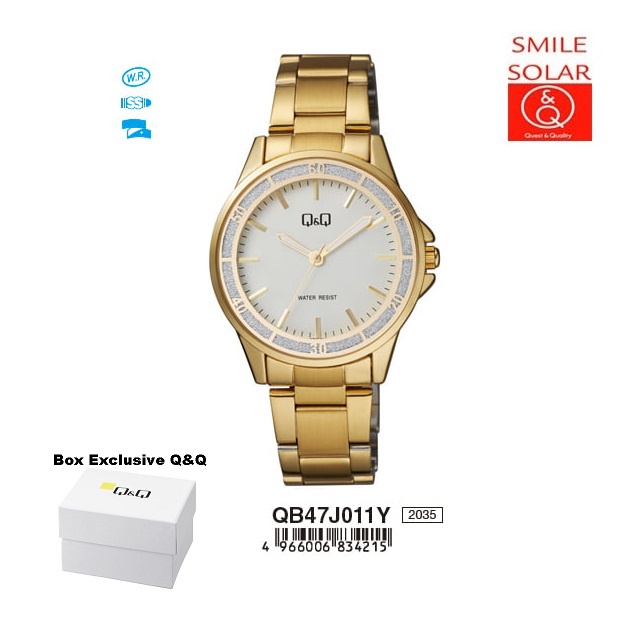 Jam Tangan Wanita Casual Business Rantai Stainless Steel Analog Original Q&amp;Q QnQ QQ QB47 QB47J Series