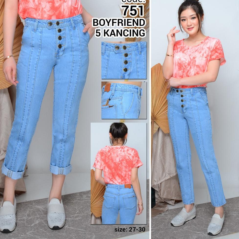 TERBARU Celana Boyfriend Wanita Kancing 5/Boyfriend Pants/Celana Jeans Wanita Celana Kancing 5/Celan