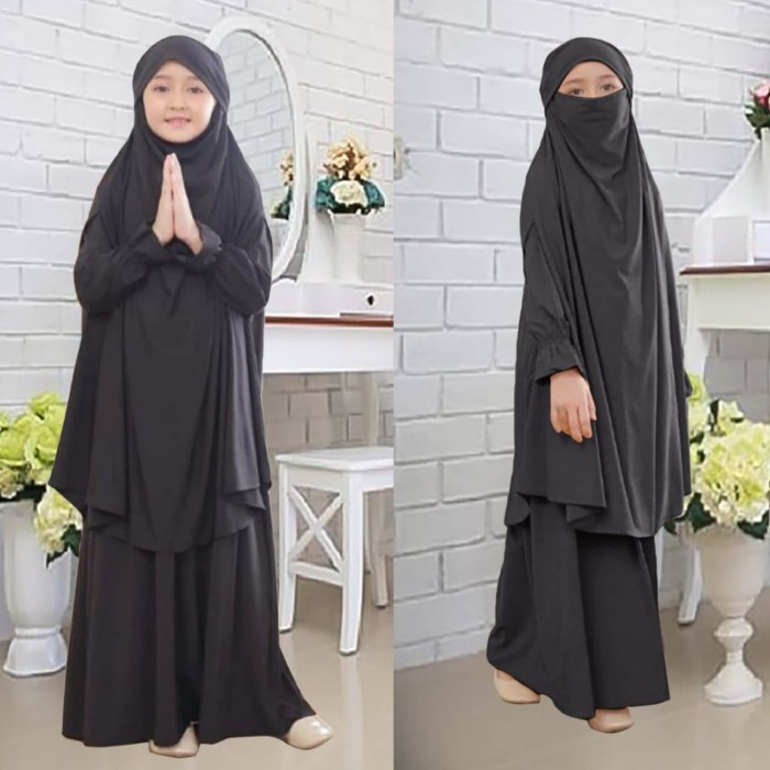 GAMIS ANIKA KIDS / GAMIS ANAK PEREMPUAN / GAMIS CADAR ANAK KECIL - Hitam