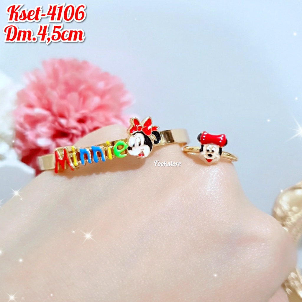 SET GELANG MOTIF KARTUN GRATIS CINCIN USIA ANAK 2-5 THN
