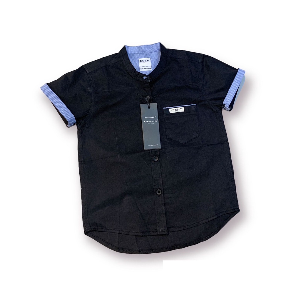 Kemeja Koko Anak 1-13 Tahun Lengan Pendek Hitam Katun Premium By LIBAS Bisa COD