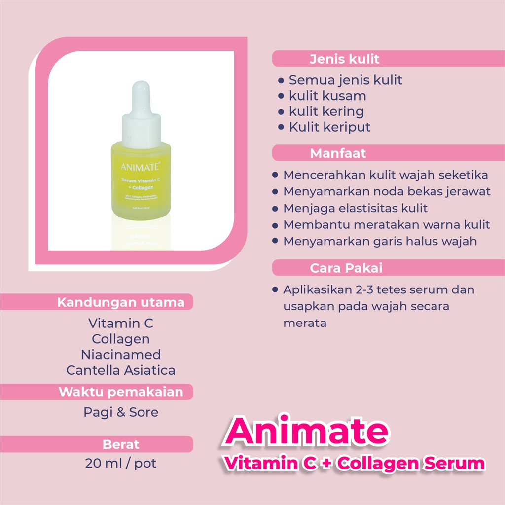 Animate Paket Bebas Komedo {Whitening Instant Series 5in1 Dan Serum Vit C+Collagen}