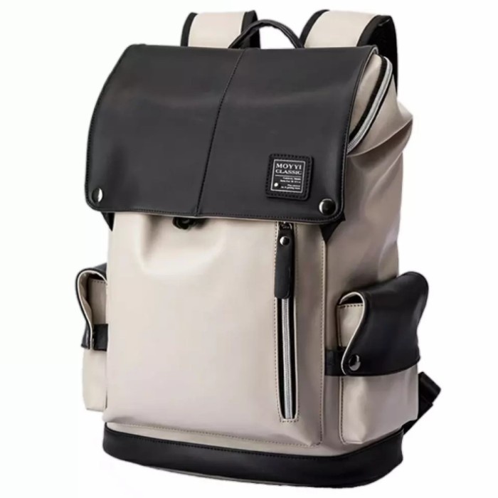 Tas Ransel Pria COD Tas Ransel Kulit Pria Tas Punggung Pria Tas Laptop Tas Ransel Pria - Cream(Y5Q9)