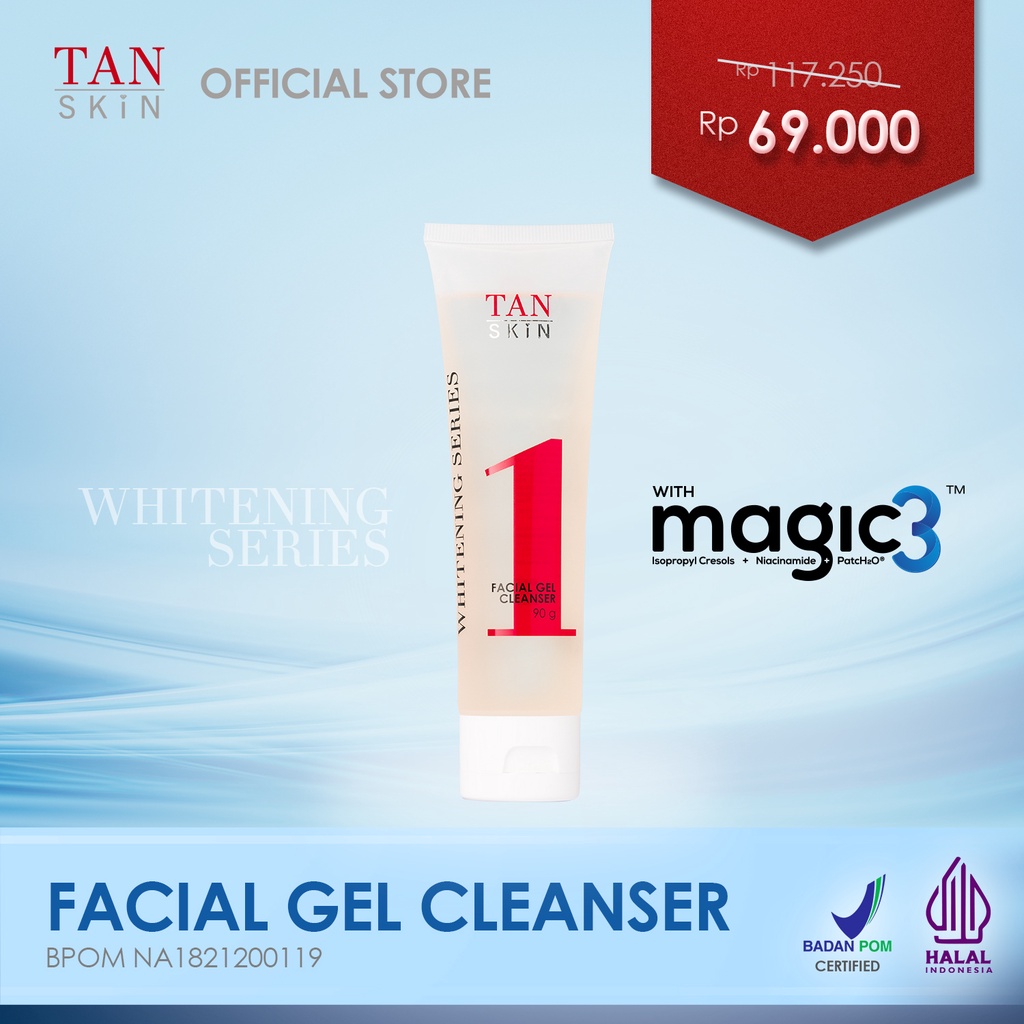 Tan Skin Original Whitening Series Facial Gel Cleanser Sabun Cuci Muka untuk Wajah Wanita Pria Skinc