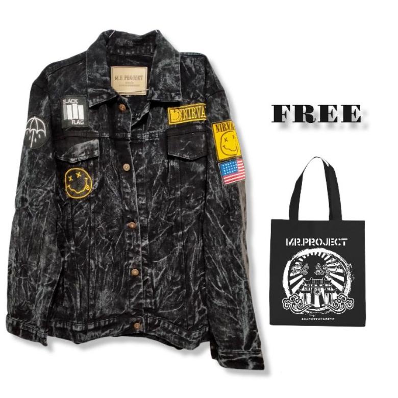 Denim jaket full patch NIRVANA (PATCH SUDAH TERPSANG )