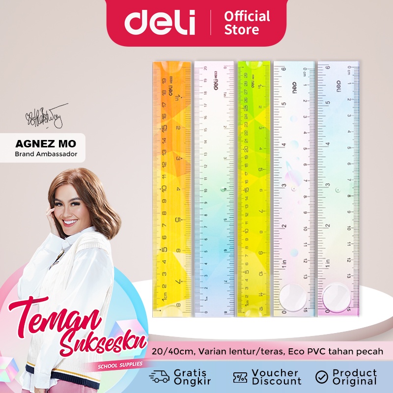 Deli Penggaris Twistable and Hard dengan Bahan Eco-PVC Tahan Pecah EH65X Series