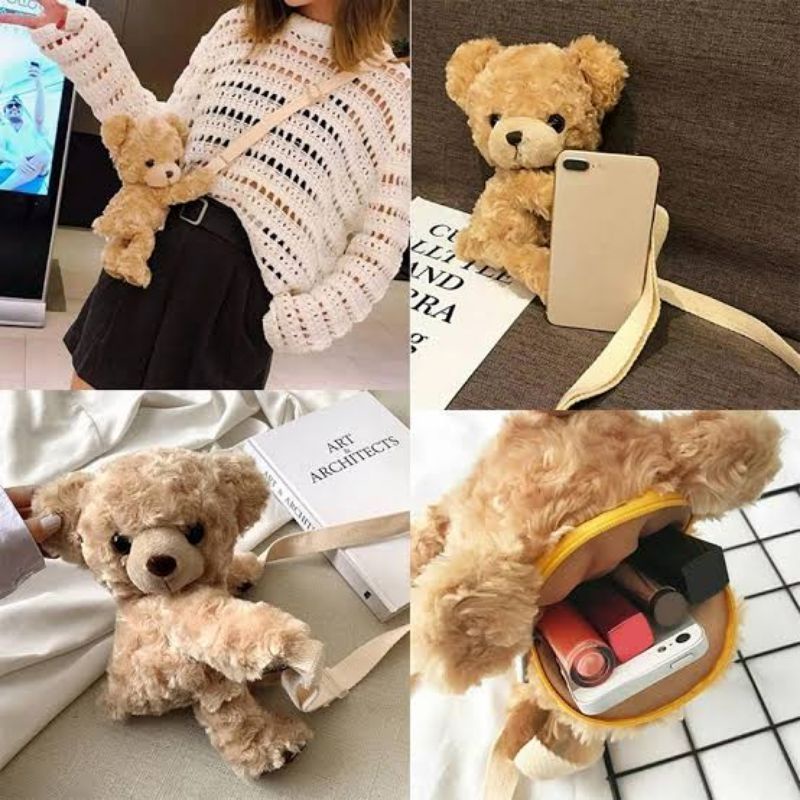 Sling bag bear beruang merangkul lucu tas selempang unik gift ulang tahun kado hadian cute