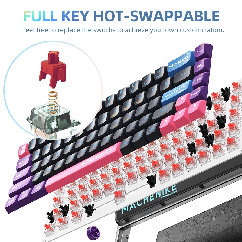 Machenike KT68 Wireless Mechanical Gaming Keyboard Hot-Swappable 68 Keys with KNOB