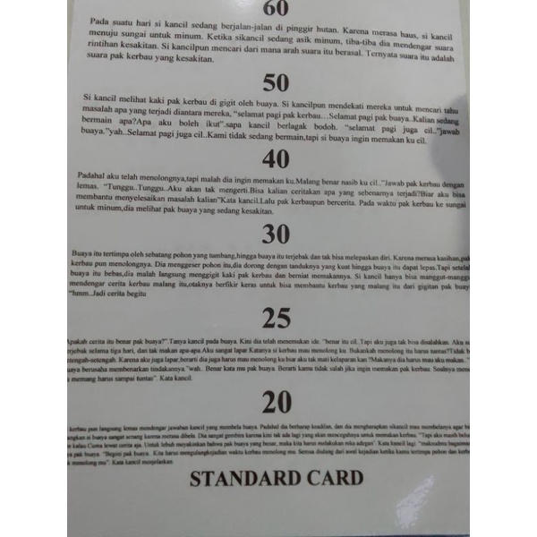 

kartu jaeger, Reading card , reading card, (sudah di laminating)
