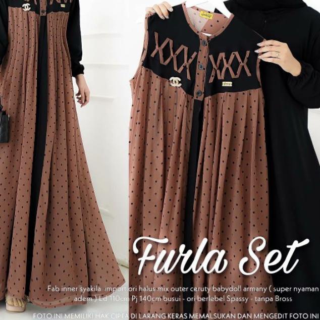 ☇ gamis outer 2 in 1 furla ukuran jumbo ld up 140 gamis populer terbaru 2022 ●